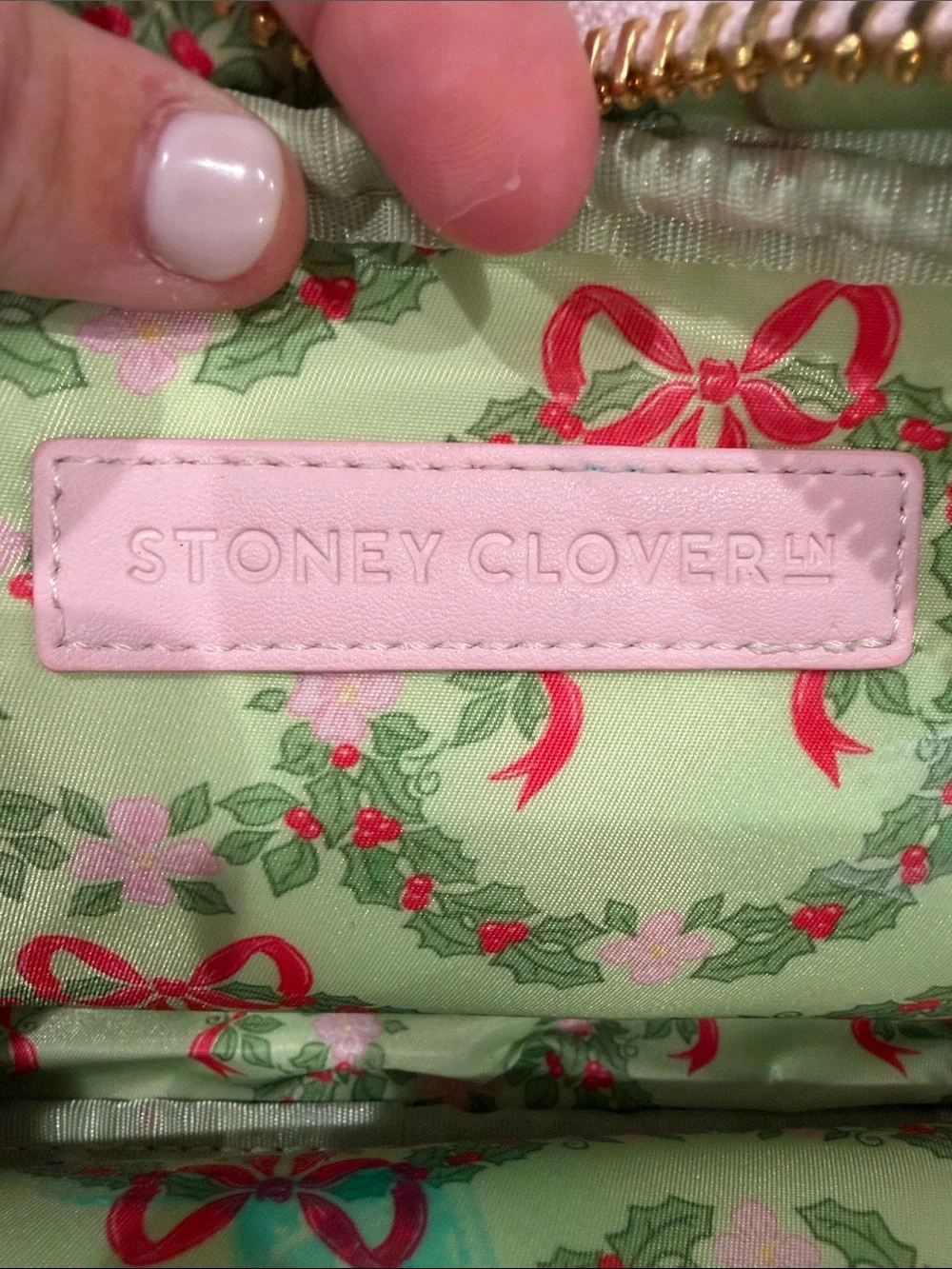 Stoney Clover Lane Light Green and Pale Pink Makeup Organizer